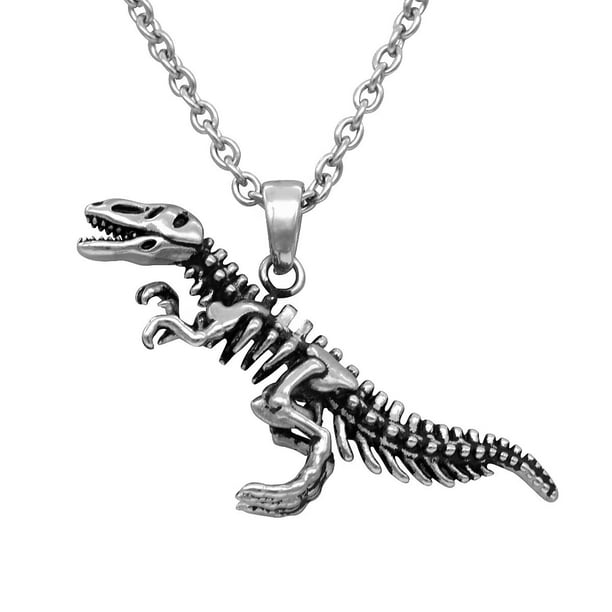 Silver Tone T Rex Dinosaur Pendant Necklace Geeky/Cute Tyrannosaurus Silver Tone T Rex Dinosaur Pendant Necklace Geeky/Cute Tyrannosaurus